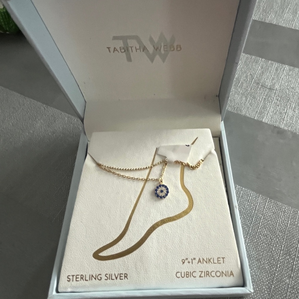 Tabitha Gold Anklet with Blue Cubic Zirconia